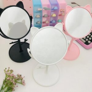 Espelho de Mesa Gatinho com Suporte para Bijouteria