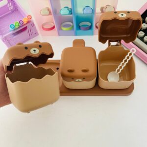 Trio de Organizadores Ursinho para Objetos e Condimentos