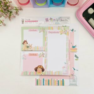Trio de Bloquinhos com 40 Folhas - Amor por Livros