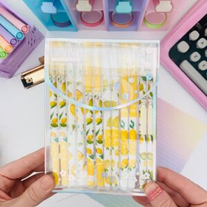 Kit 12 Canetas Gel Decoradas  Com Tampa Tinta Preta - Lemon