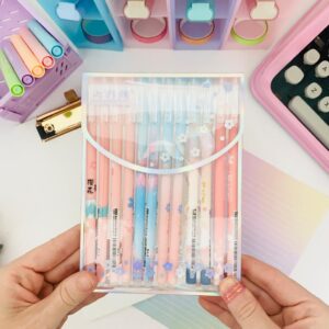 Kit 12 Canetas Gel Decoradas  Com Tampa Tinta Preta - Cerejeira