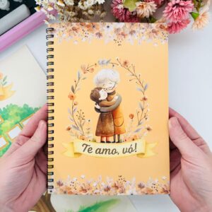Cadernico Espiral Buendía - Te amo Vó Folhas Brancas Pautadas