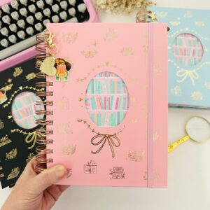 Caderno Wire-o Reposicionável - Amor por Livros Ed. Especial Rosa (21 x 14,8cm) Folhas Decoradas