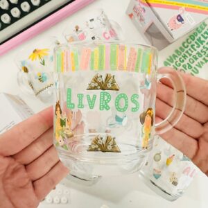 Caneca DIY 350 ML com DTF Amor por Livros