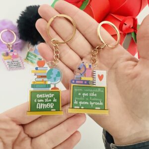 Chaveiro na Maçã Professor - "Ensinar é um ato de amor"