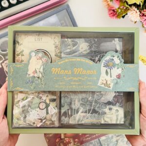 Kit de Journaling com Caderneta Quadriculada Washi Tape Adesivos e Recortes