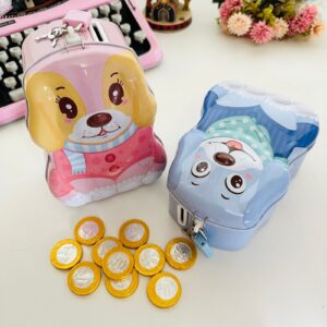 Cofrinho de Lata Cachorrinhos com Cadeado 16.5x12x6.5 cm