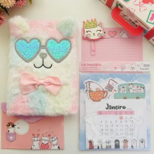 Kit de Papelaria Natalino Gatinhos
