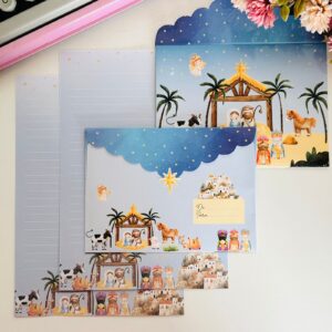 Kit 4 Papéis de Carta com Envelopes La Palomita Nascimento de Jesus