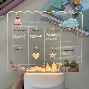 Luminária com Caneta Branca Planejamento Semanal Devocional