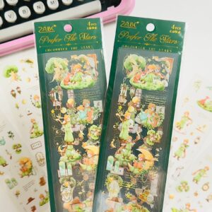 Kit com 4 Cartelas de Adesivos Pequeno Príncipe em PET com Detalhes Dourados.