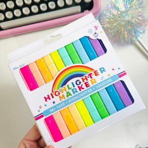 Kit com 12 Marcadores de Texto Ponta Dupla MuJuu