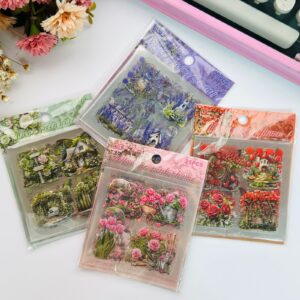 Kit com 25 Cartelas de Adesivos Transparentes Florais