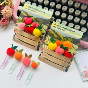 Kit com 6 Clipes Frutinhas Pompom