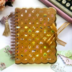 Caderno Wire-o A5 (21 x 14,8cm) - Coisas da Roça Café - Folhas Decoradas Reposicionáveis
