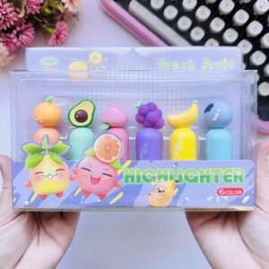 Kit com 6 Marcadores de Texto Frutinhas 3D