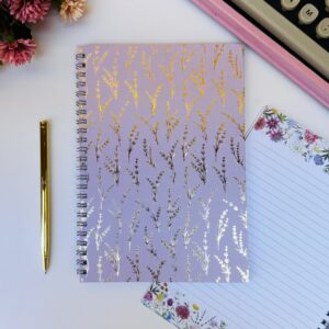 Cadernico Lavanda com Hotstamping 40 Folhas Decoradas
