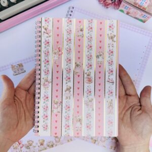 Cadernico Ursinhos em Aquarela  com Hotstamping 40 Folhas Decoradas