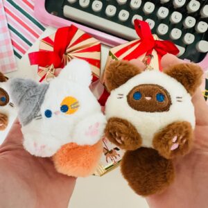Chaveiro na Caixinha Carrossel com Led - Gatinho Branco e Laranja